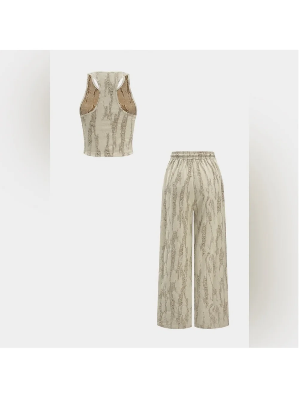 Micas Ripped Sleeveless Tank Top And Drawstring High Waist Trousers Set L MA3-15
